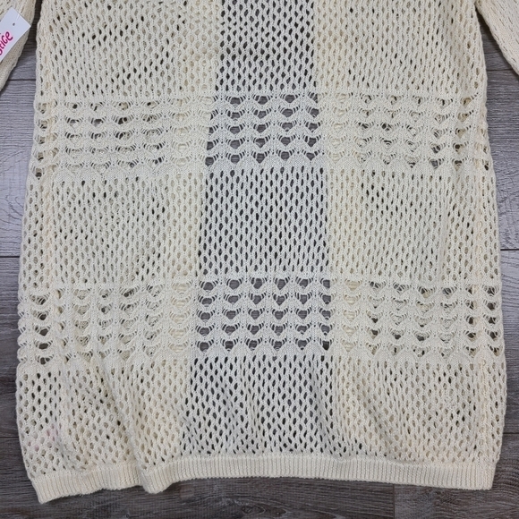JUSTICE Girls Cream Hooded Open Knit Cardigan Sweater Size 12 - Picture 10 of 15